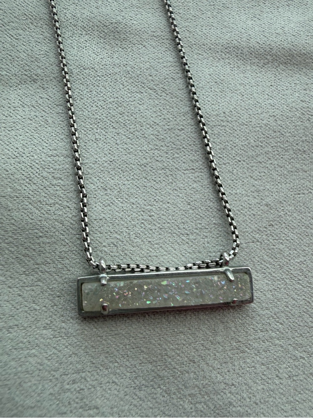 Kendra Scott Leanor Bar Necklace - Silver White Drusy